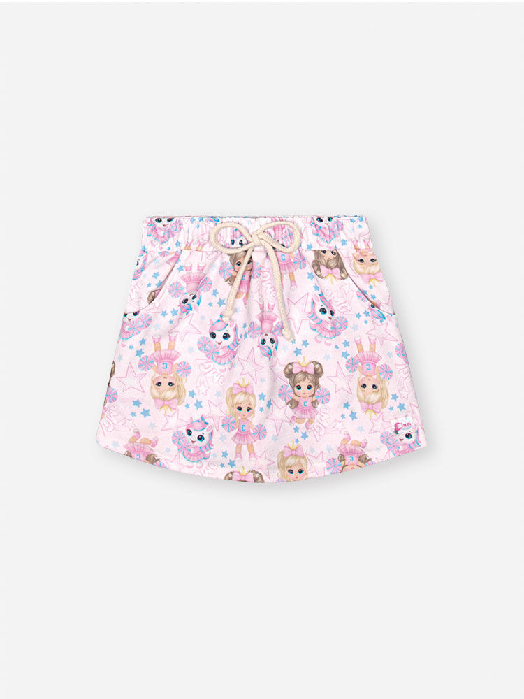 Conjunto Infantil Ciganinha com Shorts Saia Estampado – Princesas Cinti AZ HORTENCIA/RS IOGURTE