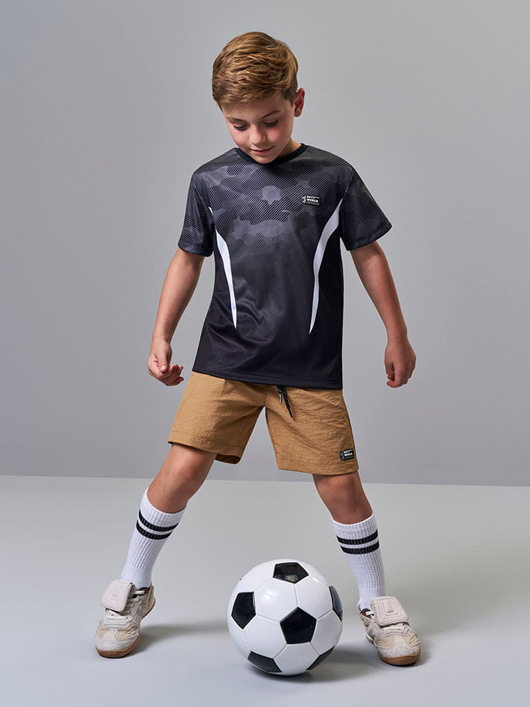 Camiseta Infantil Sportwear Camuflada em Malha Dry Sport PRETO