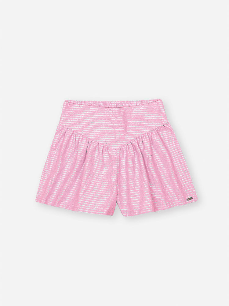 Conjunto Infantil com Blusa em Cotton e Shorts em Sarja Glow – Look Menina Verão com Strass NATURAL/RS IOGURTE