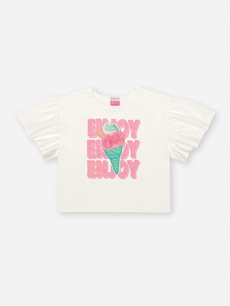 Conjunto Infantil Neon Love com Blusa Boxy e Shorts Saia Estampado – Look Menina Verão com Pompom de NATURAL/RS BARBIE