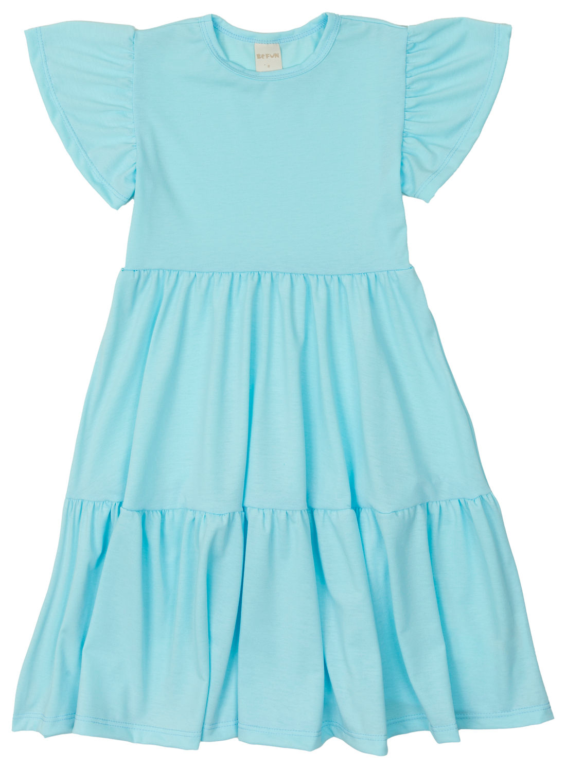 Vestido Infantil em Camadas Manga Curta Azul Vestido Infantil em Camadas Manga Curta Azul