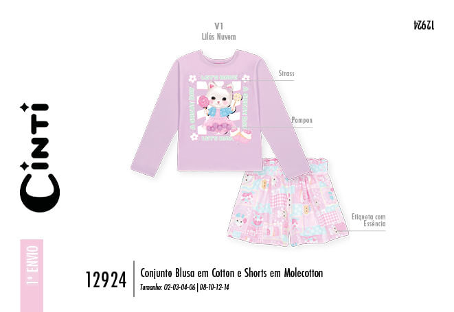Conjunto Menina com Cheirinho Patchwork Mundo Cinti