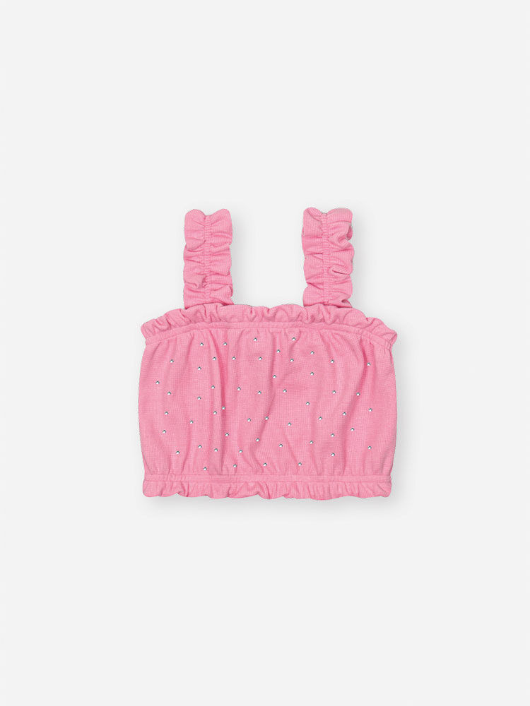 Conjunto Infantil Neon Love com Regata Cropped, Shorts em Moletinho Waffle e Bolsa – Look Menina Ver ROSA BARBIE
