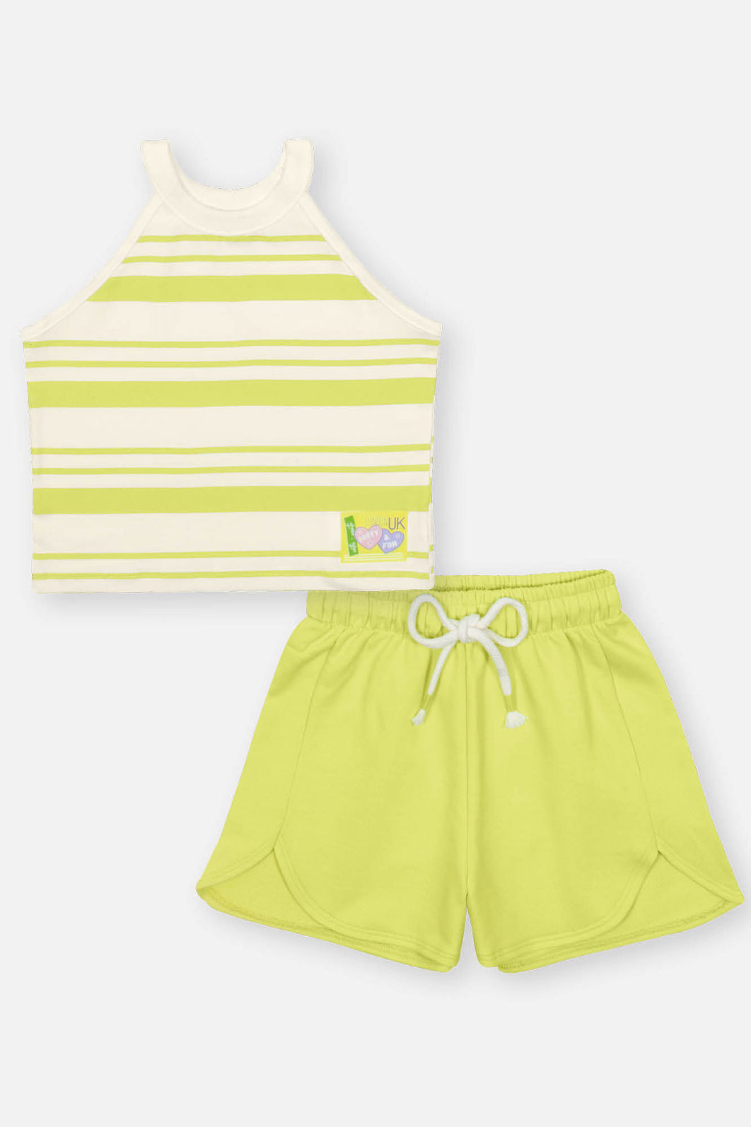 CONJ BLUSA E SHORTS NATURAL/VD CITRUS