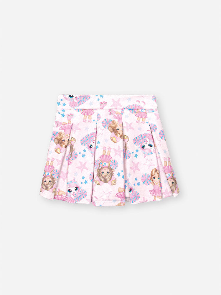 Conjunto Infantil Cheerleader com Shorts Saia Plissado – Conjunto Menina Fashion Cinti NATURAL/RS IOGURTE