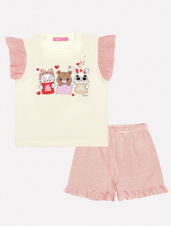 PIJAMA BLUSA E SHORTS NATURAL/VM MARTE