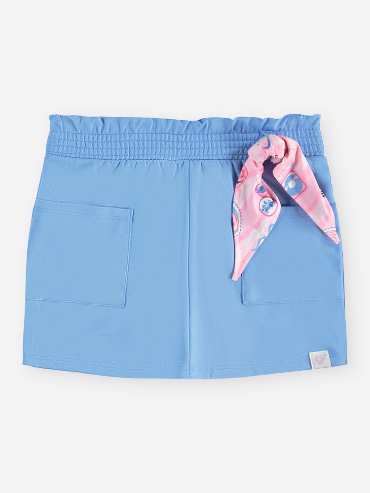 Conjunto Infantil Menina Blusa Boxy Conchas e Short-Saia com Strass