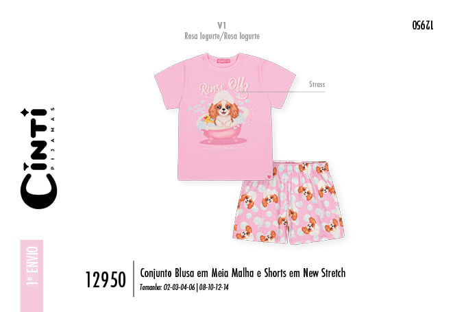 Pijama Infantil Menina Cachorrinha Cocker Mundo Cinti