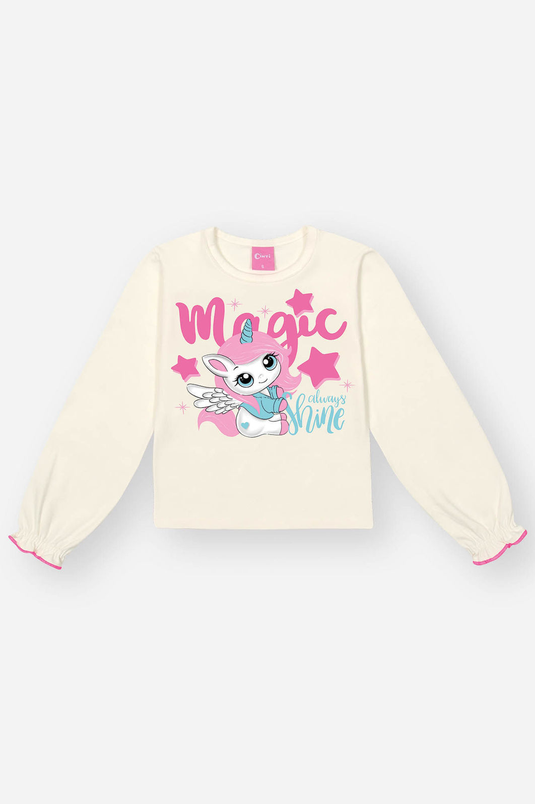 Conjunto Infantil Menina Blusa Magic E Short Azul Mundo Cinti