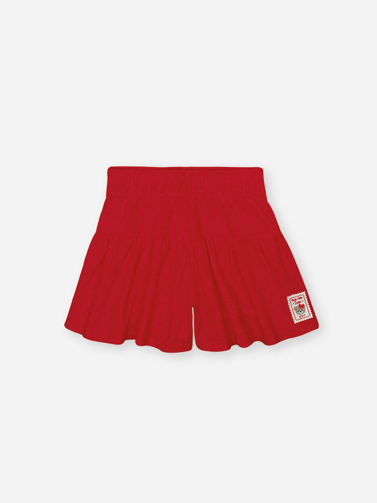 Conjunto Infantil de Festa com Blusa e Shorts em Moletinho Waffle – Look Menina Verão com Strass VERMELHO HOLIDAY