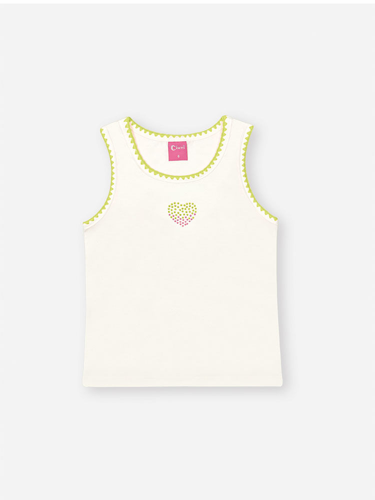 Conjunto Infantil Neon Love com Regata em Cotton e Saia Shorts em Tule Glitter – Look Menina Verão c NATURAL/AMARELO NEON