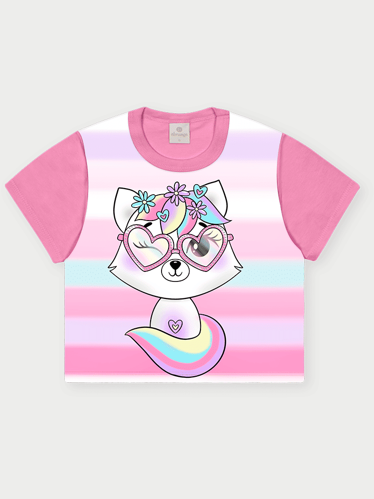 Conjunto Infantil Menina Raposa Listrada Menta Abrange