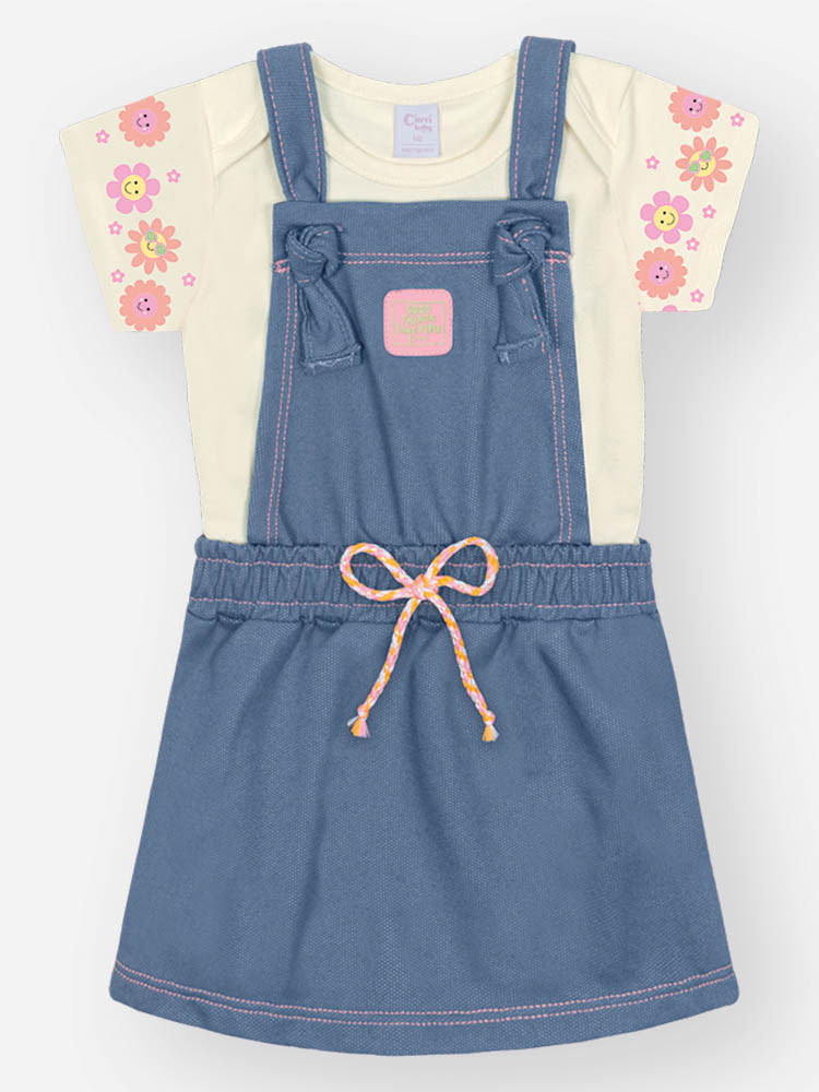 CONJ BODY E SALOPETE NATURAL/AZ JEANS M