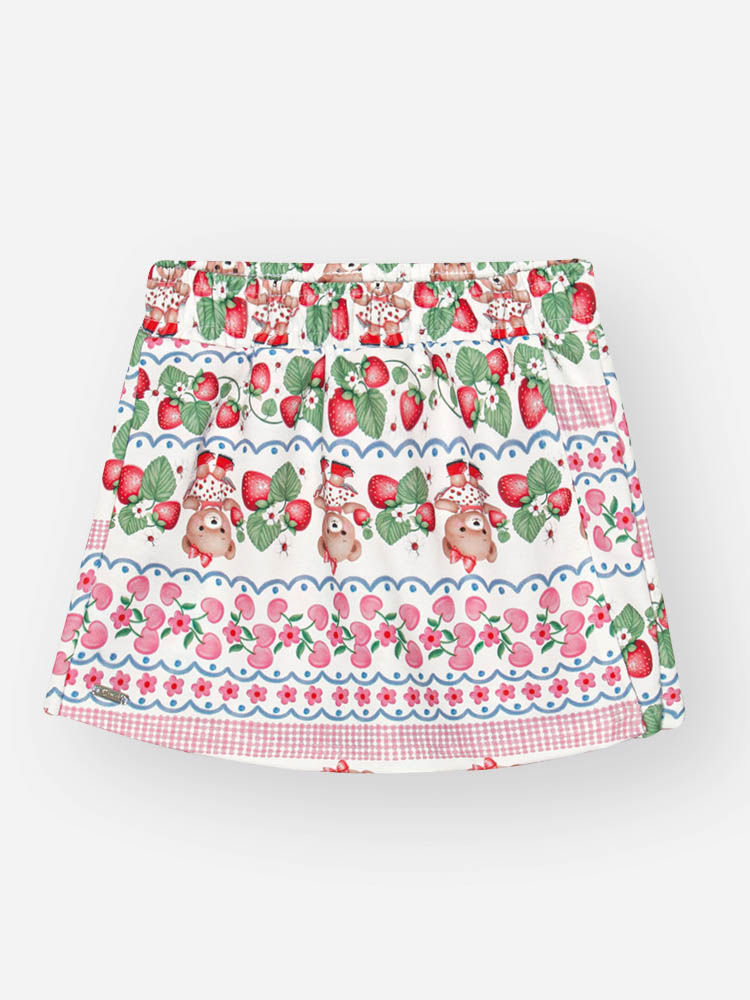 Conjunto Bebê Menina Body com Shorts Saia de Morangos – Look Infantil Berry Sweet Cinti Baby NATURAL/RS IOGURTE