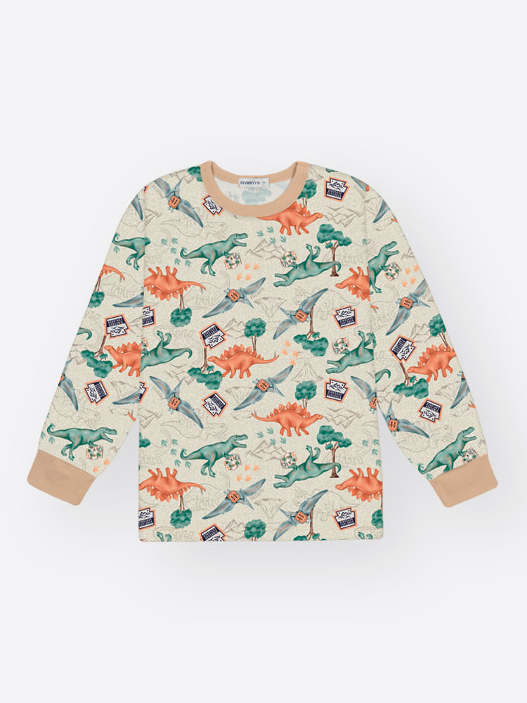 Pijama de Inverno Infantil Menino Dino World Divertto CINZA CROMIO