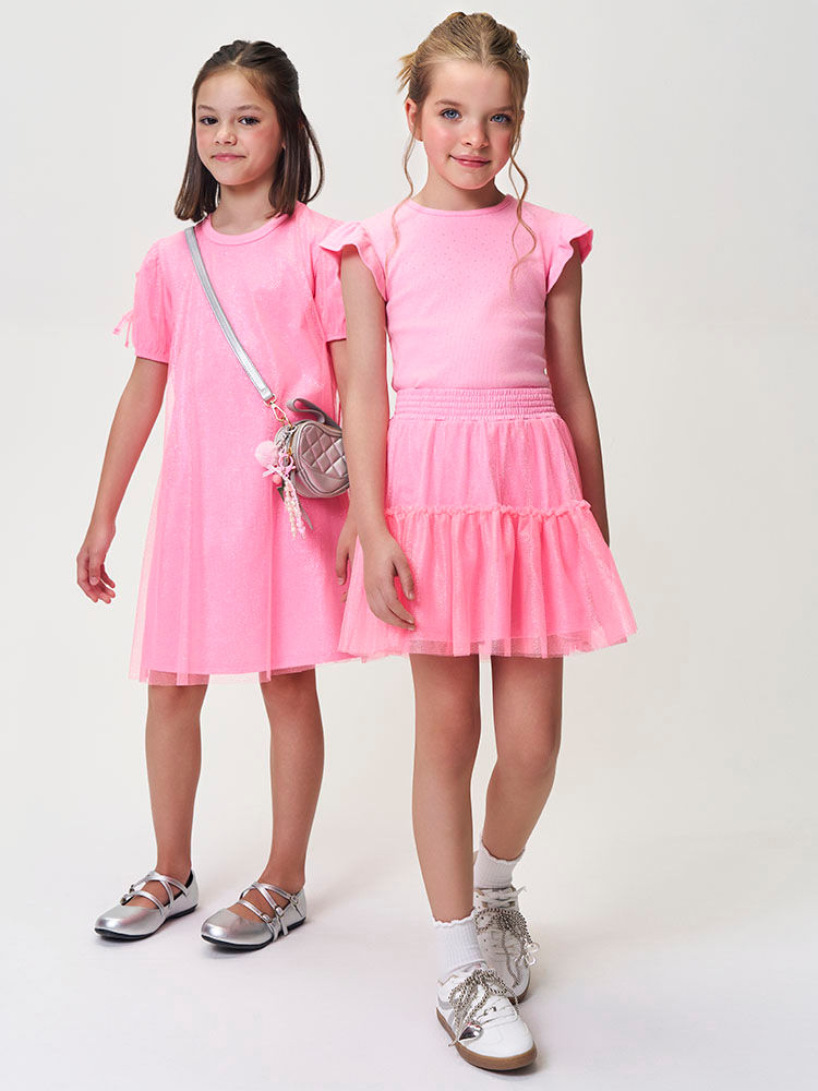 Conjunto Infantil Menina Regata com Strass e Saia-Short Barbie