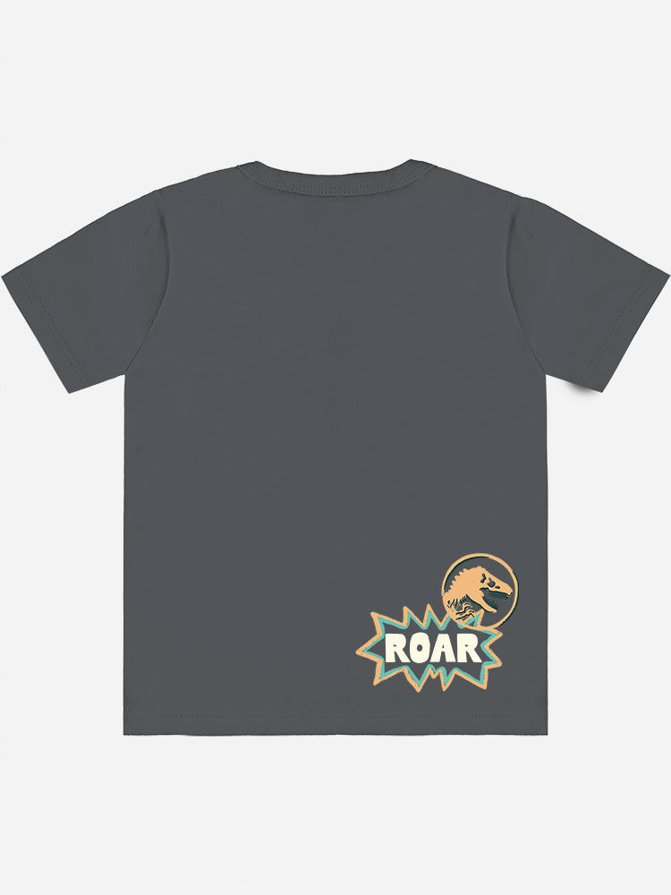 Conjunto Bebê Menino Jurassic World Camiseta T-Rex e Bermuda Jeans Médio Conjunto Bebê Menino Jurassic World Camiseta T-Rex e Bermuda Jeans Médio