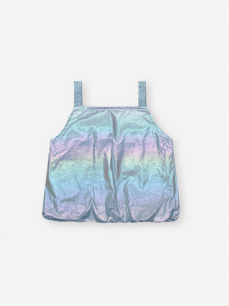 Conjunto Infantil com Regata Balonê Holográfica e Shorts em Cetim Glow AZ PROVENCE/BRANCO