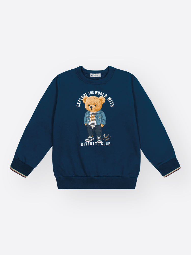 Conjunto Infantil Moletom com Estampa Ursinho – Look de Inverno Quentinho e Confortável
