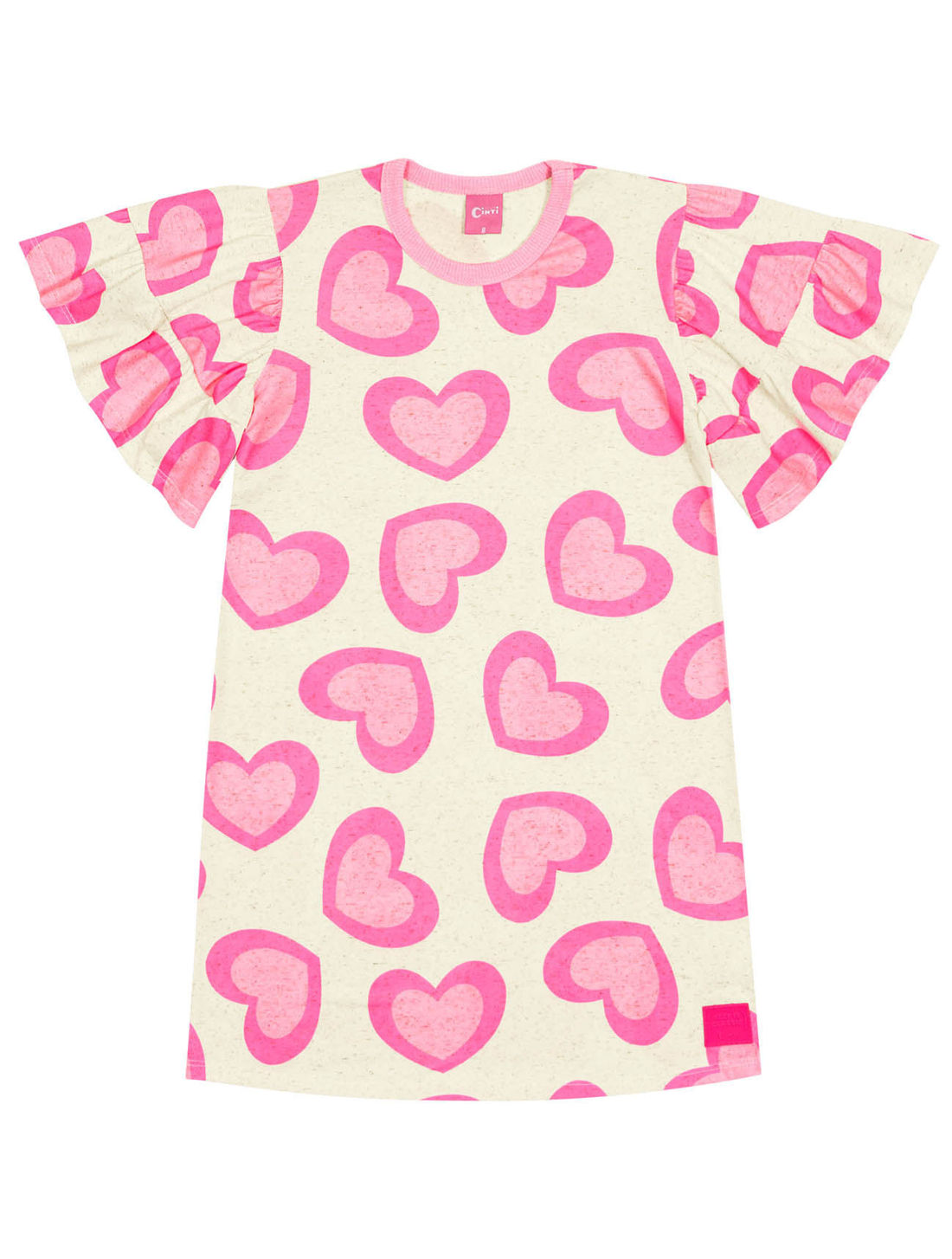 Vestido Infantil Menina Corações Rosa Cinti