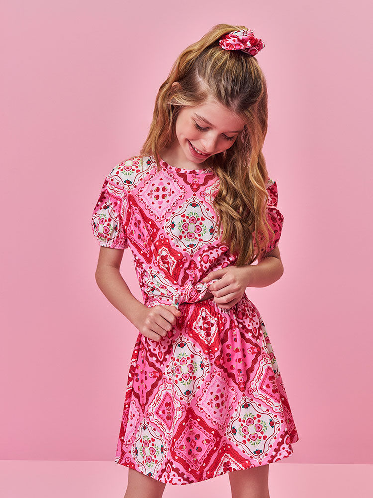 Conjunto Infantil Menina Cropped e Saia-Short Estampa de Bandana