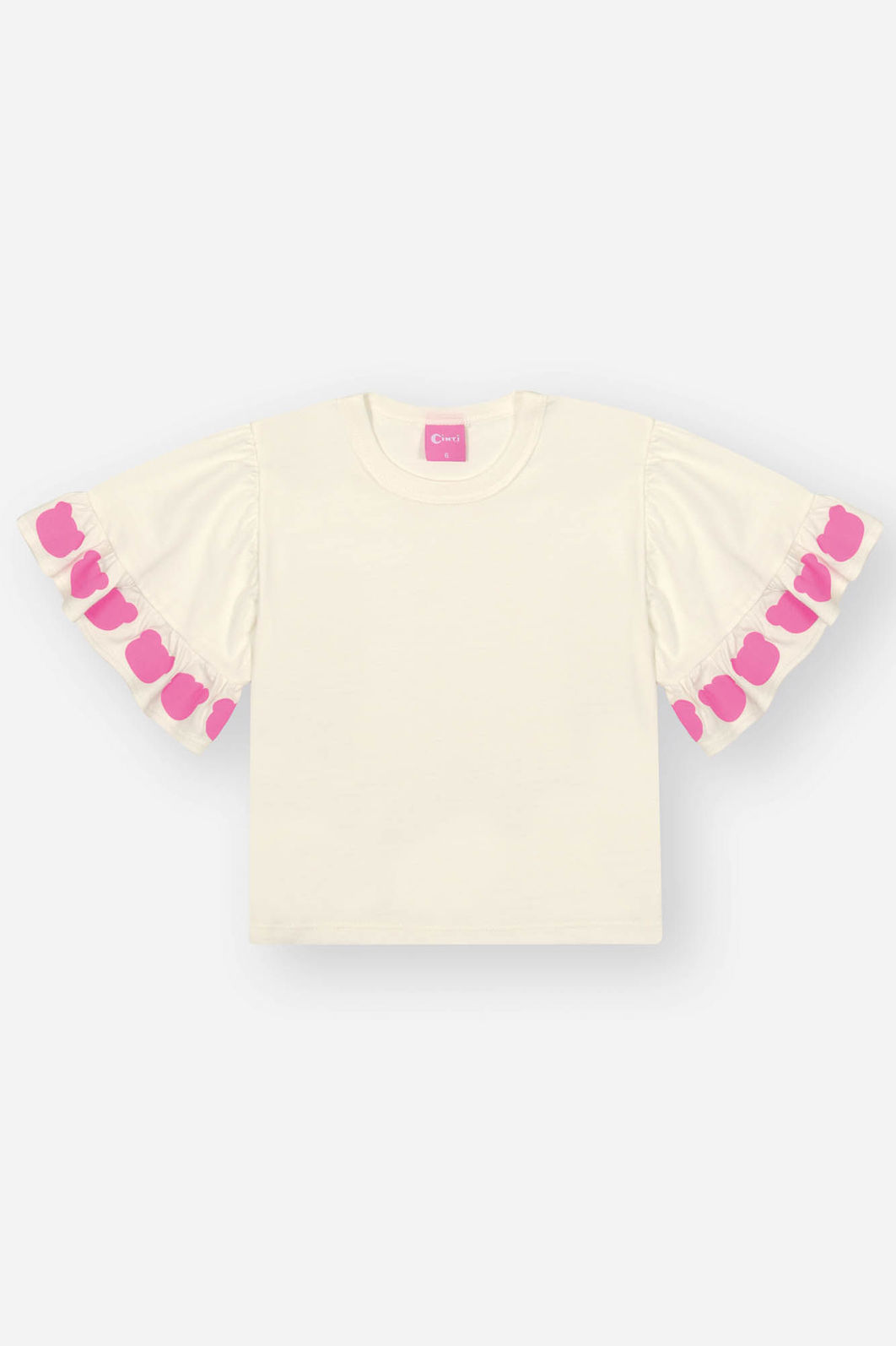 Conjunto Infantil Menina Blusa Ursinho E Short Natural Mundo Cinti