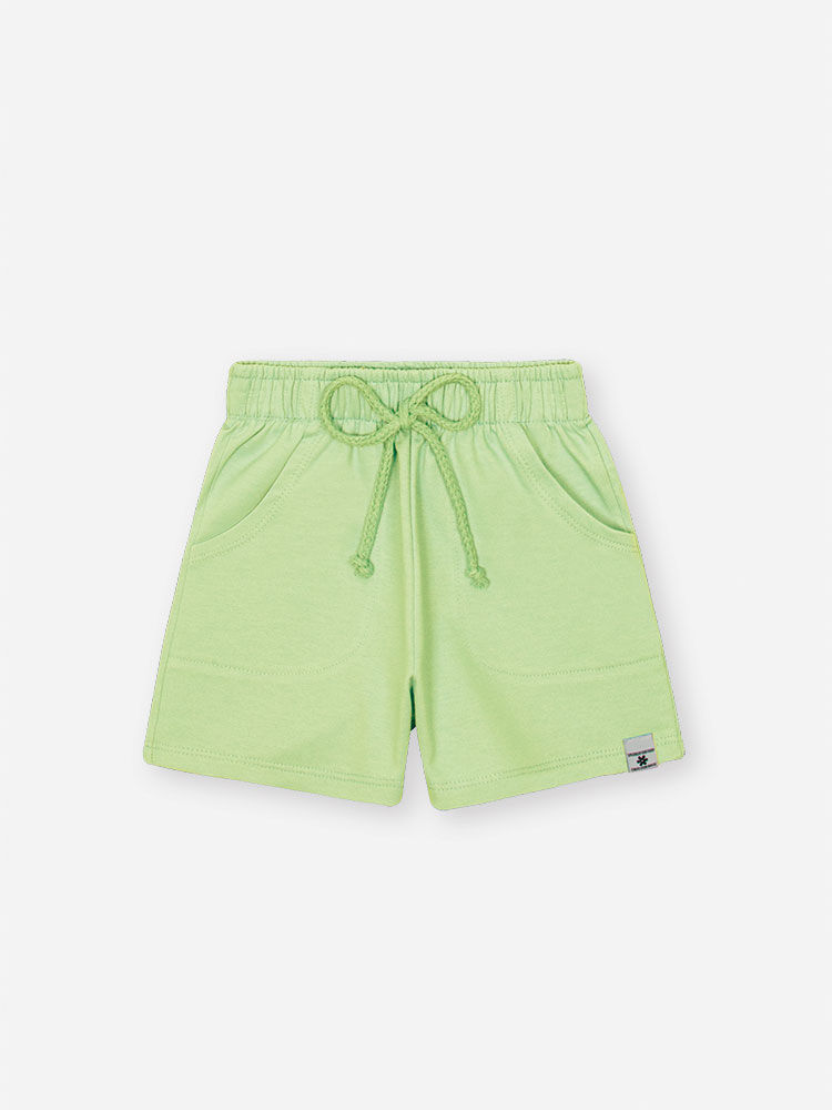 Shorts Infantil Básico em Moletinho – Short Menina Verão com Cordão VERDE ALGA