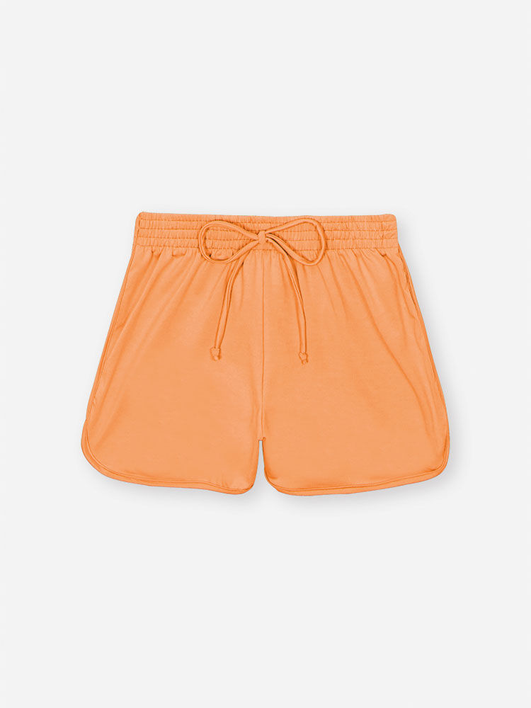 Shorts Infantil em Malha UV Neon – Short Menina Moda Praia Verão com Cordão LARANJA