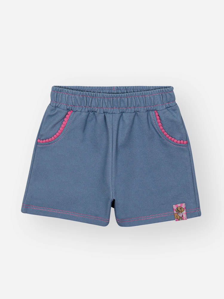 Conjunto Bebê Menina Body com Sobreposição Interativa e Shorts Denim – Look Divertido Cinti Baby NATURAL/AZ JEANS M/RS CONFETE