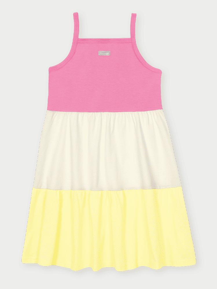 Vestido de Alça Infantil Color Block 3 Marias Rosa Abrange