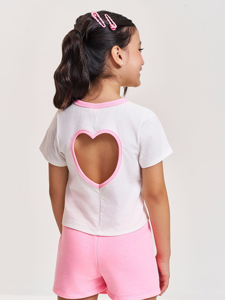 Conjunto Infantil Neon Love com Blusa Boxy e Shorts Saia em Moletom P.A – Look Menina Verão com Rele NATURAL/RS BARBIE