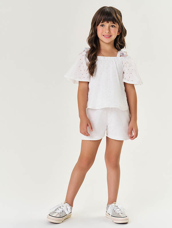 CONJ BLUSA E SHORTS OFF WHITE