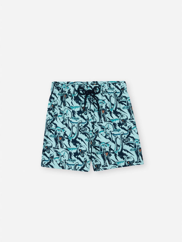 Conjunto Infantil UV Jurassic World Raptor Boardshort Verde