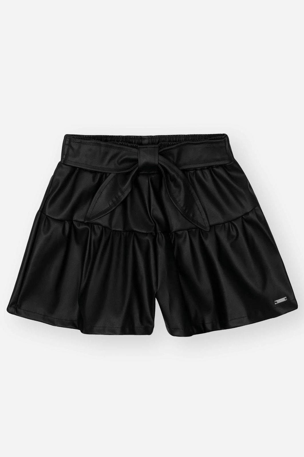 Short Infantil Menina Courino Preto Mundo Cinti