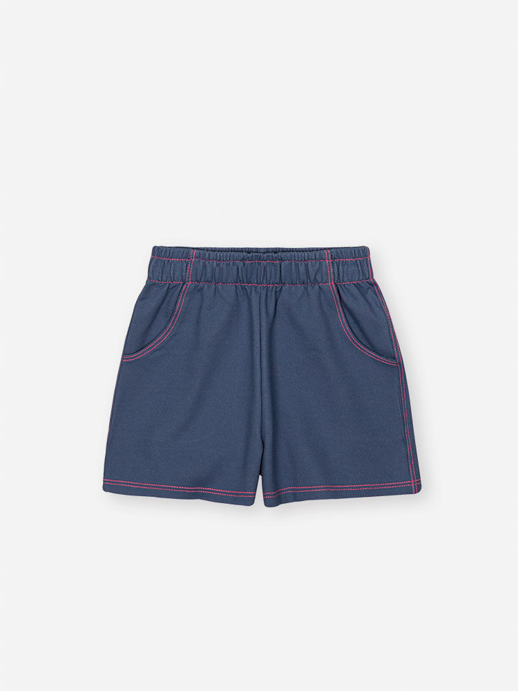 Conjunto Infantil com Regata Boxy e Shorts em Molecotton Denim – Look Menina Verão com Alças Colorid AZUL MARINHO