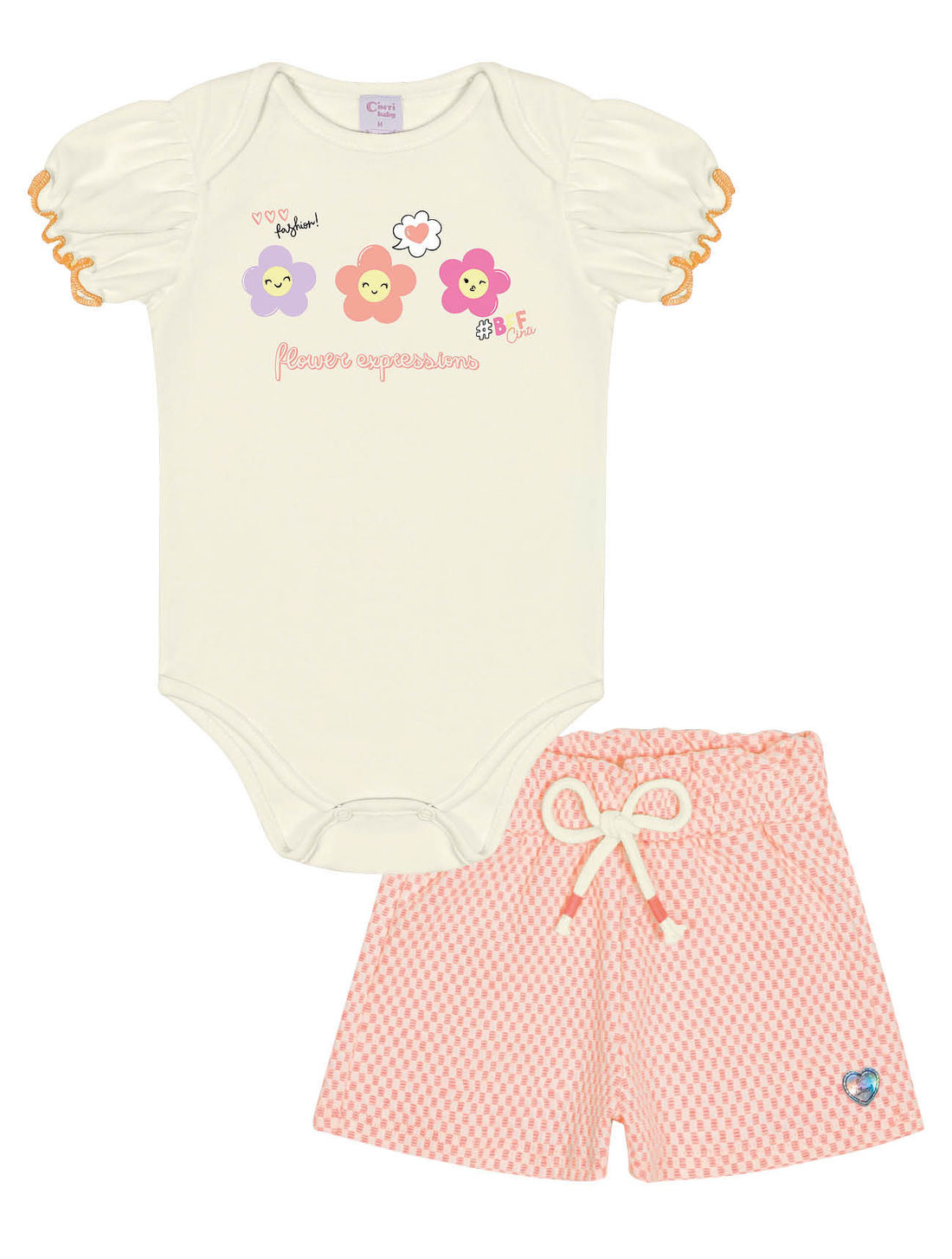 CONJ BODY E SHORTS NATURAL/LJ NEON