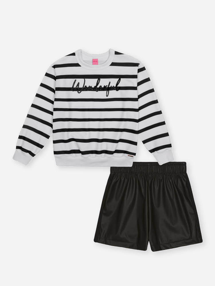 Conjunto Listrado Infantil Menina Wonderful Beli.me