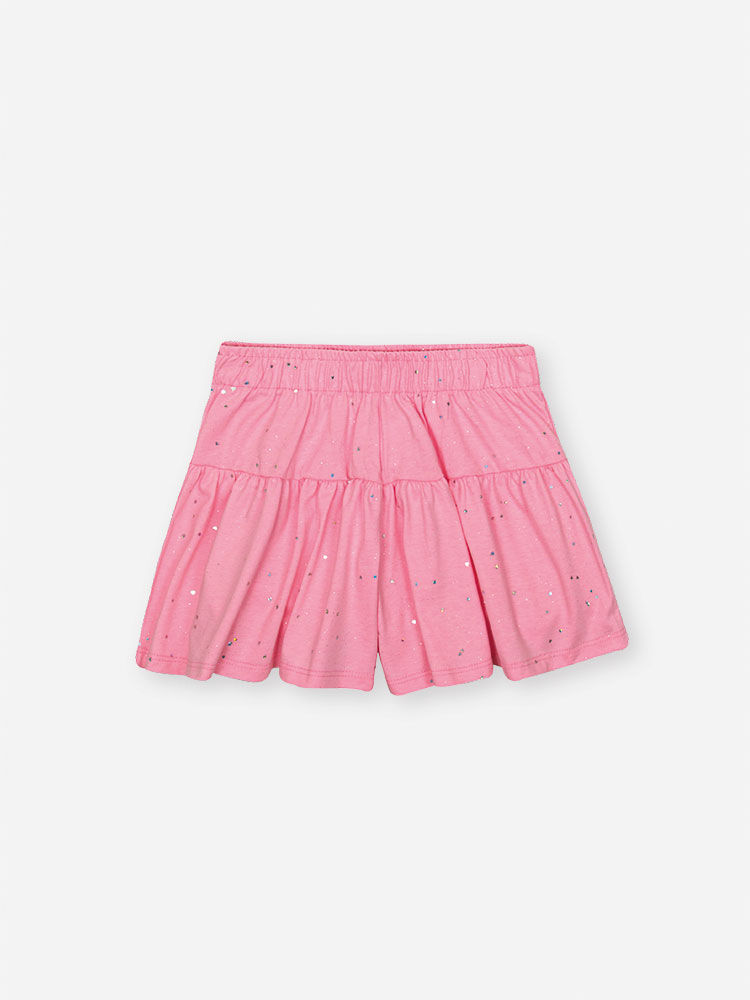 Conjunto Infantil Neon Love com Blusa e Shorts em Meia Malha P.A com Glitter – Look Menina Verão ROSA BARBIE