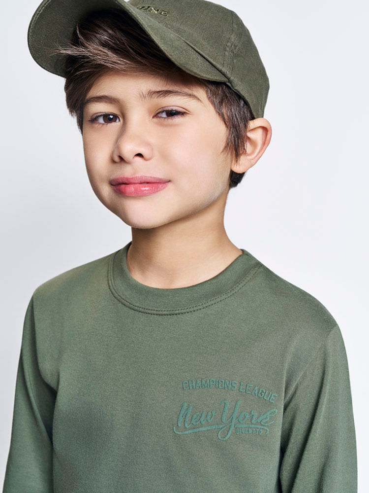 Camiseta Infantil Menino New York Divertto BEGE CAFE LATTE