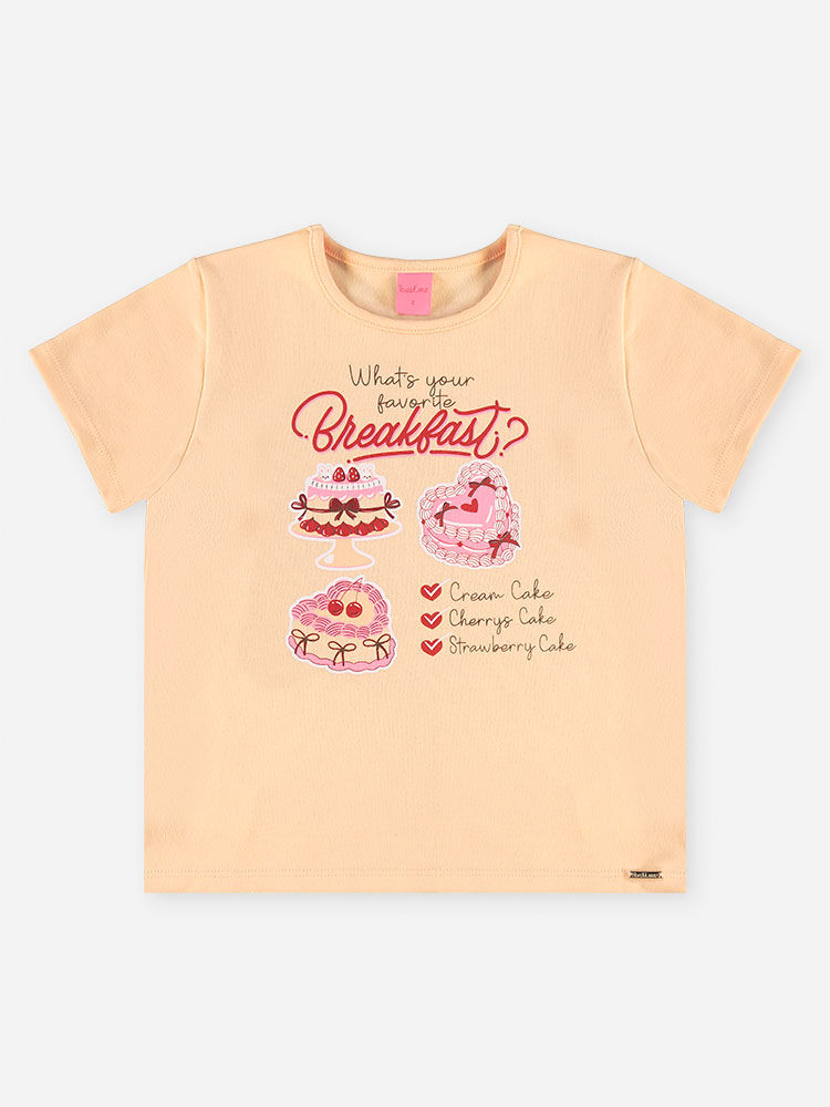 Conjunto Infantil Menina Pijama Breakfast em Suedine e Suede