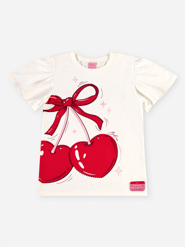Conjunto Infantil Menina Blusa de Cerejas e Ciclista