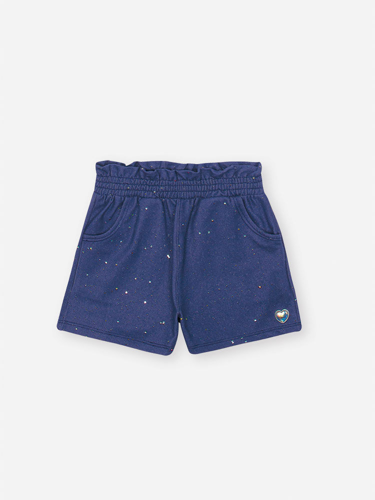 Shorts Infantil Molecotton Denim com Glitter – Short Menina Verão com Algodão e Elastano AZUL MARINHO