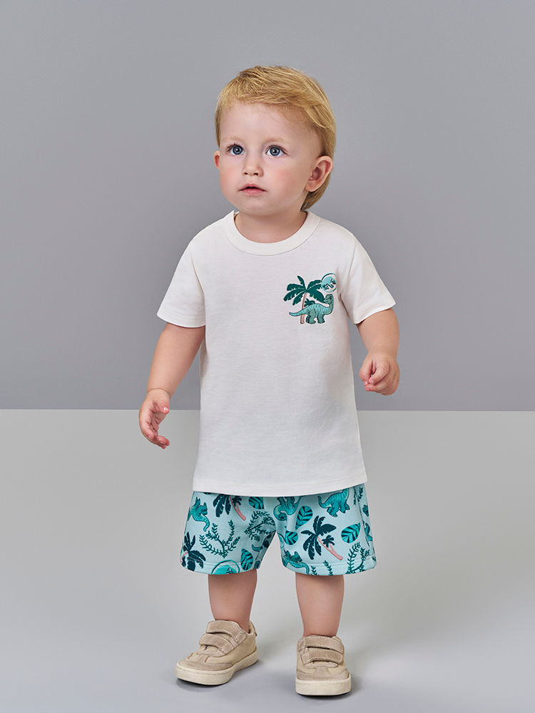 Conjunto Bebê Menino Jurassic World Camiseta Braquiossauro e Bermuda Verde Conjunto Bebê Menino Jurassic World Camiseta Braquiossauro e Bermuda Verde