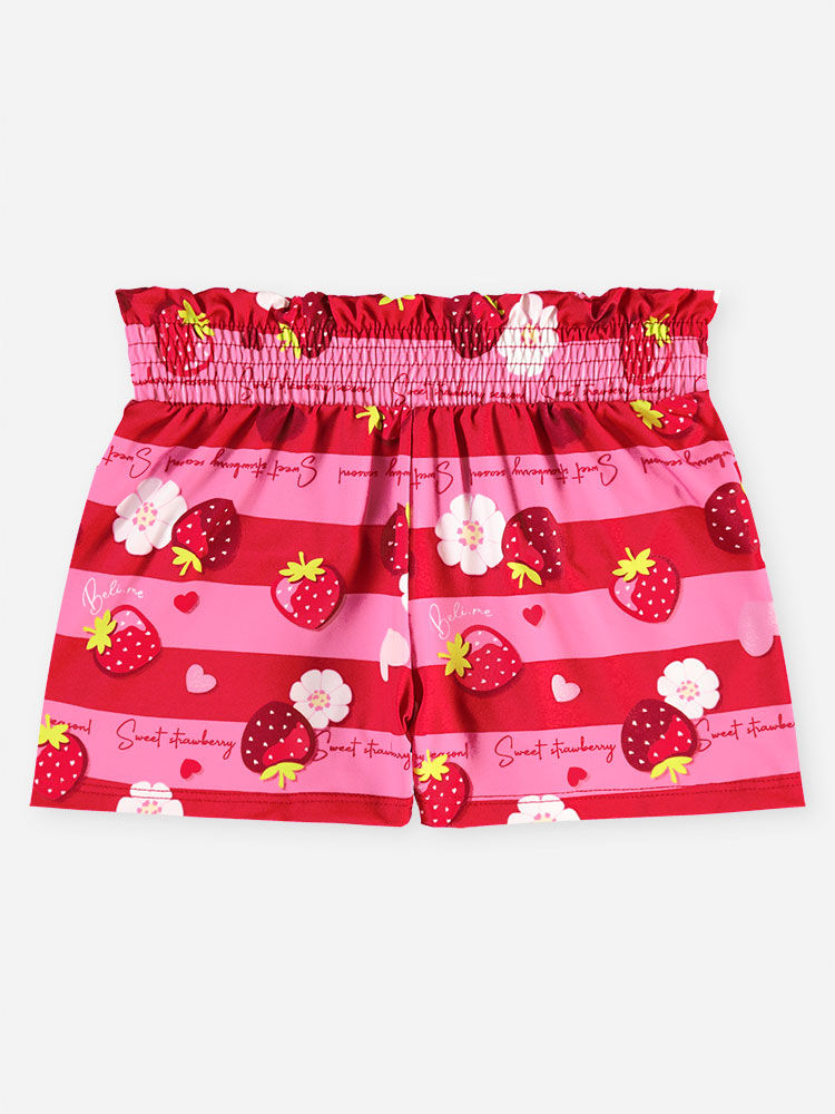Short Infantil Menina Morangos em Malha UV
