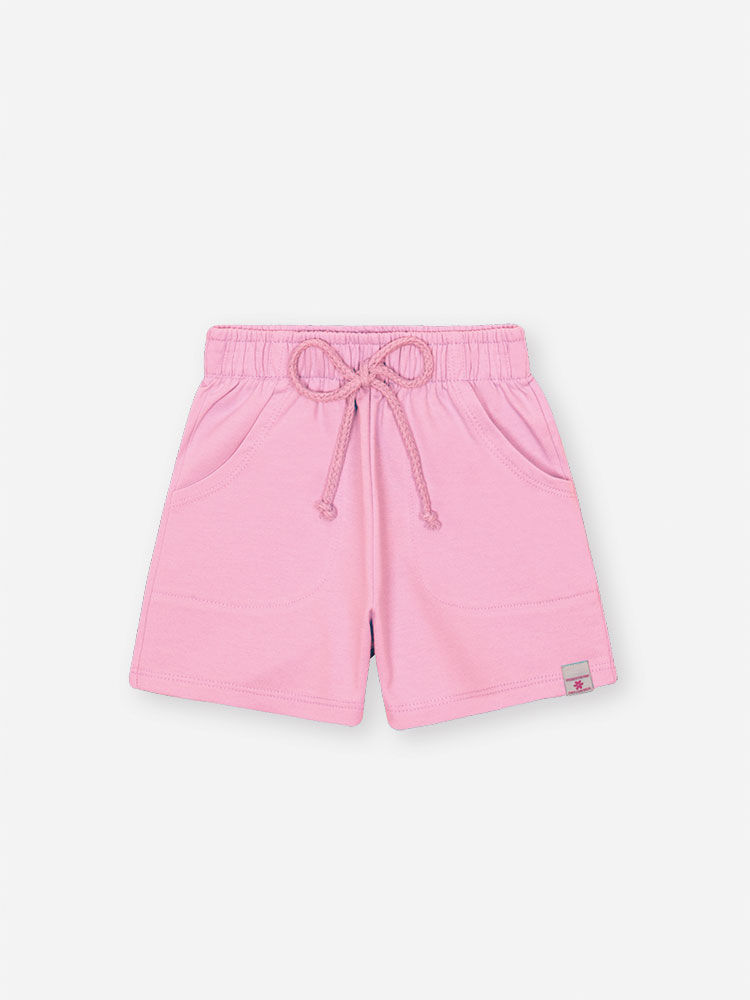 Shorts Infantil Básico em Moletinho – Short Menina Verão com Cordão ROSA IOGURTE