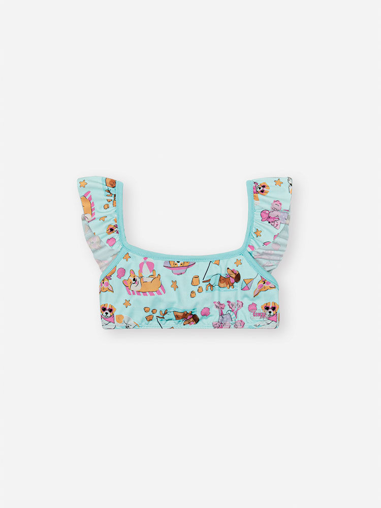 Biquíni Infantil em Malha UV com Estampa de Cachorros – Moda Praia Menina Verde Atol VERDE ATOL