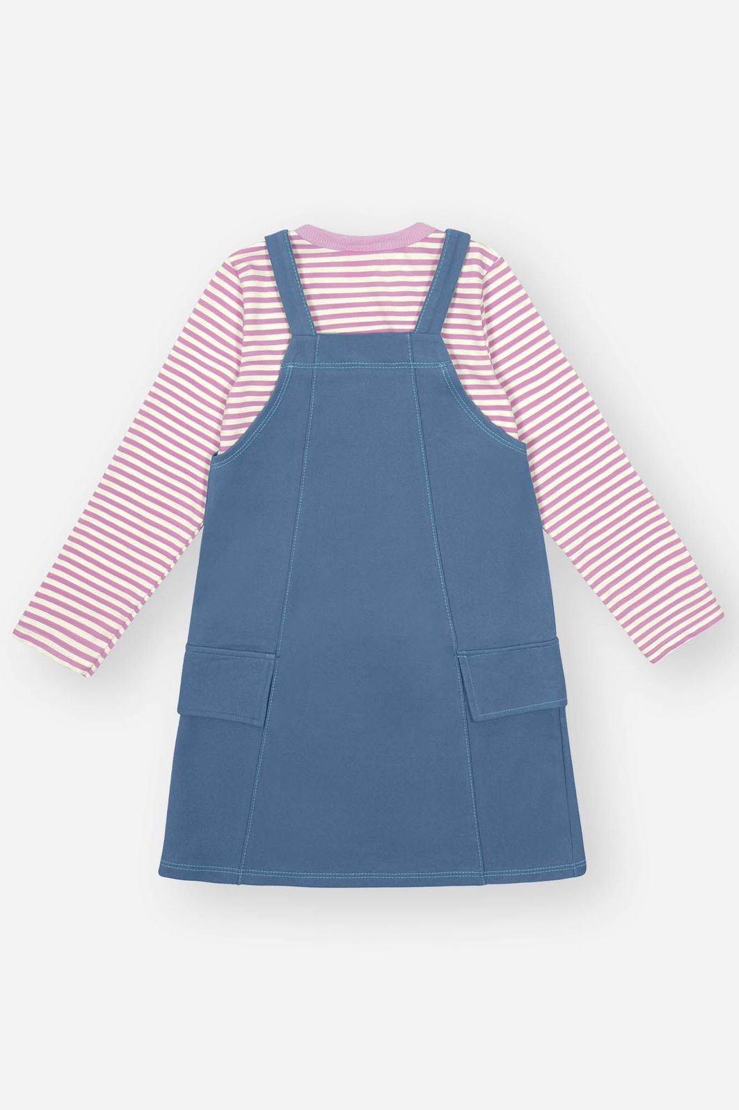 Conjunto Infantil Menina Blusa Listrada E Salopete Lilás Mundo Cinti