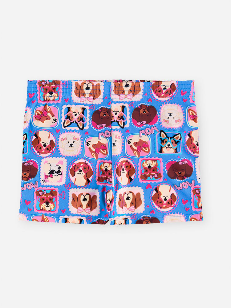 Conjunto Infantil Menina Boxy e Short de Cachorrinhos
