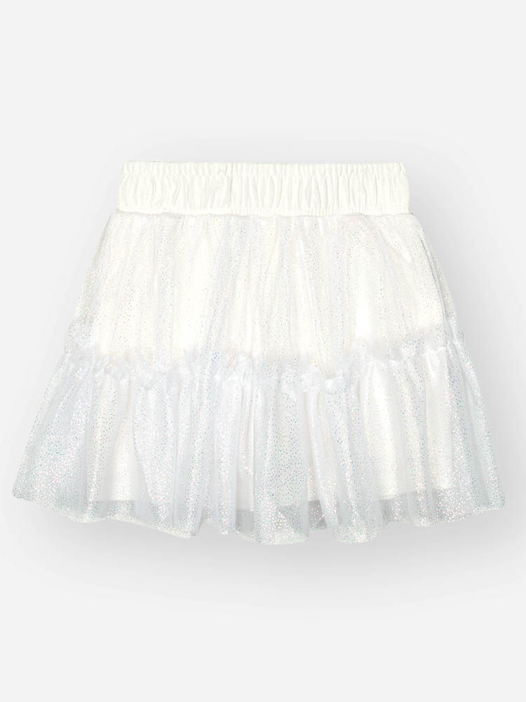 Saia Shorts Bebê Menina em Tule Foil – Saia Infantil com Brilho e Forro em Algodão NATURAL