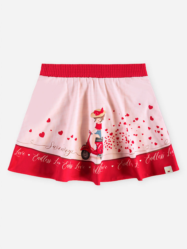 Conjunto Infantil Blusa com Strass e Saia-Short Scooter Lover
